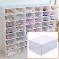 Fetcoi 20/24PCS Schuhbox Stapelbarer praktische Kunststoffbox mit durchsichtiger für Kleine AusrüStung Zeitschriften BüCher Schuhe (24)