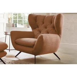 KAWOLA Sessel CHARME Cord 72 x 110 x 80 cm Braun mit Kissen