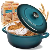 BIELMEIER Gusseisen Brottopf Keramik 28 cm petrol CLEAN Diamantglasur 5x Brotba