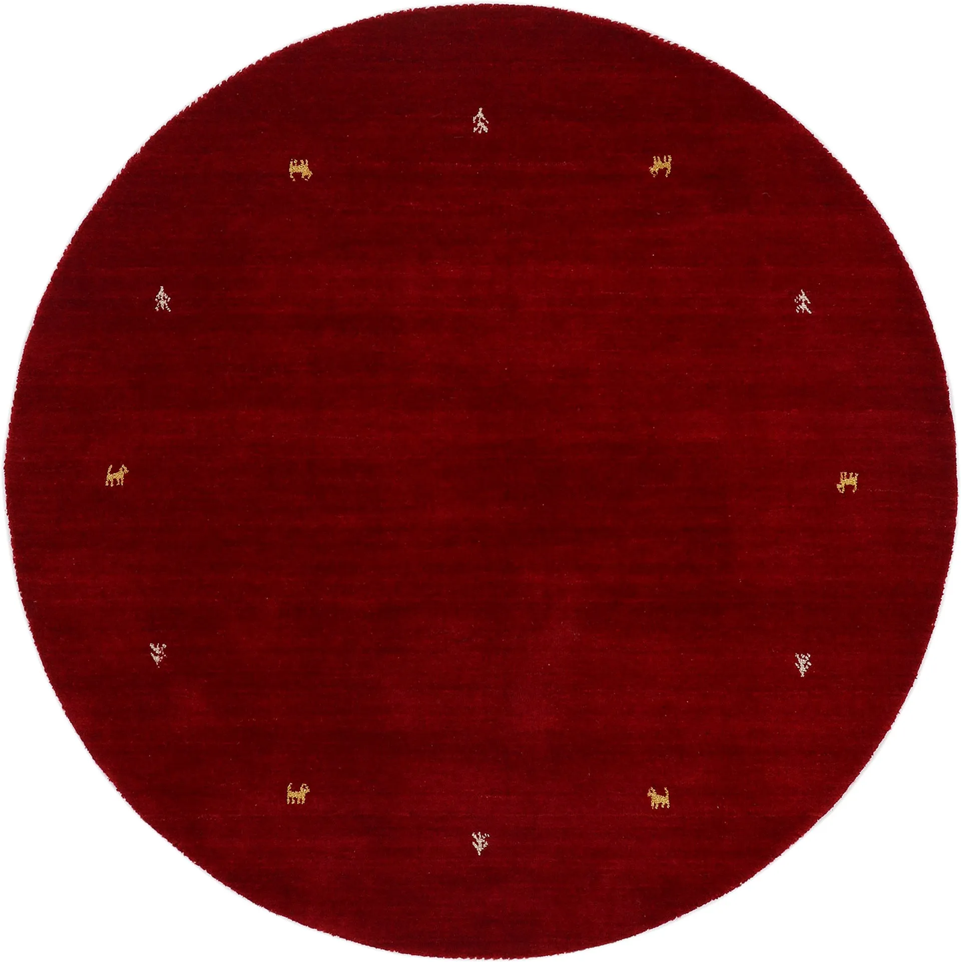 Wollteppich CARPETFINE "Gabbeh Uni", rot, H:15mm Ø:200cm, Wolle, Teppiche, reine Wolle handgewebt, Gabbeh Tiermotiv warmes Raumklima viele Größen