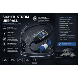 Diedrich Filmer CEE Adapter mit FI Schutzschalter 150 cm 30mA