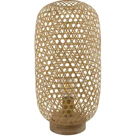 GLOBO Tischleuchte Bambusgeflecht Tischlampe Bambus Beistellleuchte Boho Wohnzimmer, natur, 1x E27 Fassung, Dxh 22x46 cm