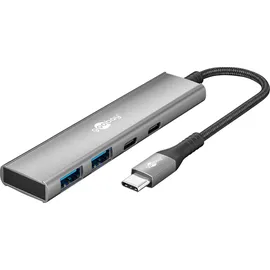 goobay USB-C Hub, 4-Port USB-Hub, USB-CTM auf USB-CTM/USB-A, 5 Gbit/s