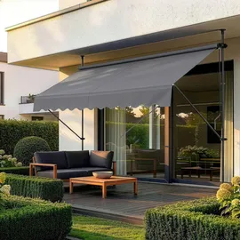 pro.tec Klemmmarkise Stem 200 x 120 cm mittelgrau