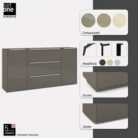 Set One by Musterring Sideboard Reno 182 x 94 x 42 cm Anthrazit matt lack / Glas anthrazit glanz