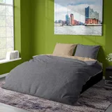 Traumschlaf Bettwäsche Melangebiber in beige-anthrazit | Gr.: 80 x 80 cm