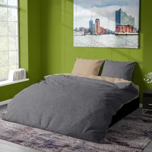 Traumschlaf Bettwäsche Melangebiber in beige-anthrazit | Gr.: 80 x 80 cm