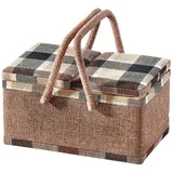 Kobolo Nähkorb Nähkästchen Nähkörbchen beige kariert braun