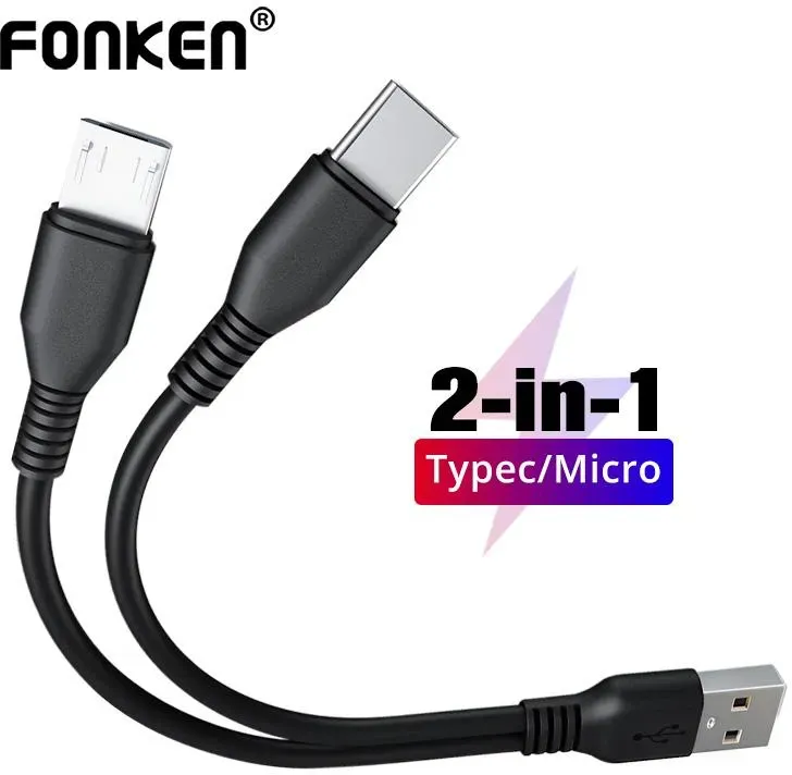FONKEN Micro USB Kabel Splitter Kabel 2 In 1 Typ C Ladekabel 2 USB Kabel Handy Kabel Android kabel Für Xiaomi Samsung