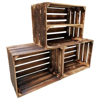 Teramico Holzkiste 50 x 40 x 30 cm 3-tlg. braun