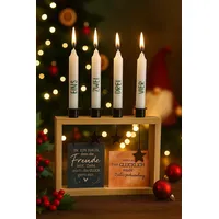 Adventskalender mit Sprüchen - 24 Kärtchen mit Sprüchen + 4 Kerzen - Neuware