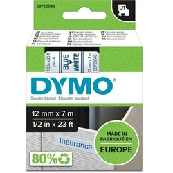 DYMO D1 Beschriftungsband Authentisch 45014 S0720540 Selbsthaftend Blau auf Weiß 12 mm x 7 m