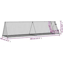 vidaXL Kleintierstall 400 x 105 x 91 cm silber