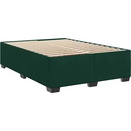 vidaXL Boxspringbett mit Matratze Dunkelgrün 140x200 cm Samt