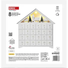EMOS Leuchtender Adventkalender aus Holz 2023 Weiß