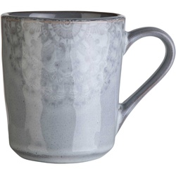 Home4You Kaffeetasse, Grau – Steingut – glasiert – mit floraler Prägung