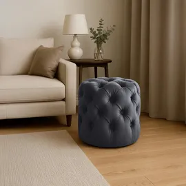 CLP Sitzhocker Drancy, Samt rund gepolstert mit Zierknöpfen, Chesterfield-Optik, Polsterhocker für Wohnzimmer & Schlafzimmer