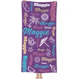 MJARTORIA Personalisiert Strandtuch Microfaser Badetuch mit Namen Kinder Damen, Beach Towel Handtuch Badetuch Stranddecke Schnelltrocknend für Reise Schwimmen Sauna Yoga Fitness 90x180cm Mikrofaser