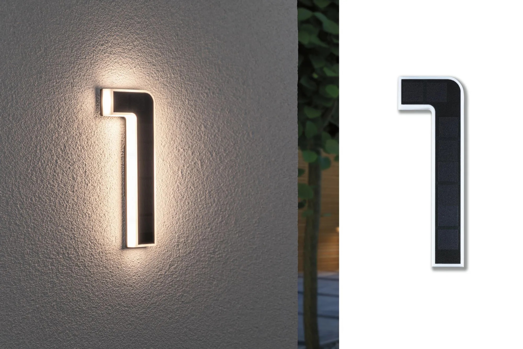 LED Außen-Wandleuchte PAULMANN "Solar Hausnummer" Lampen Gr. 1 flammig, Höhe: 23 cm, Ziffer 1, schwarz LED Außenwandleuchten Hausnummern 0-9 wählbar, Akku wechselbar