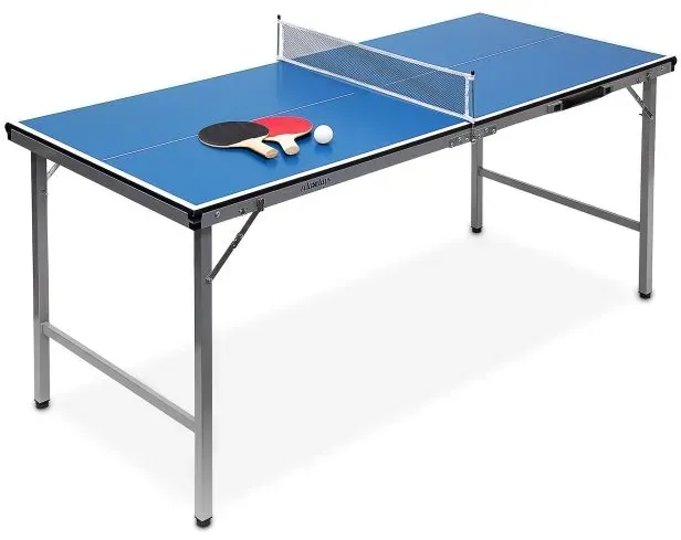 Relaxdays Klappbare Tischtennisplatte Blau,Schwarz,Silber