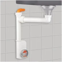 SO-Tech Raumsparsiphon mit Revisionsöffnung u. Geräteanschluss, 40-50 mm, weiß, Raumsparsiphon, Ablaufgarnitur für Küche und Bad