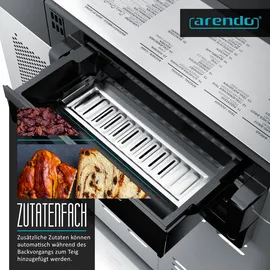 Arendo Brotbackautomat 550W, Brotbackmaschine, 25 Programme, glutenfreies Backen, Joghurtfunktion, 1 kg Kapazität, Direktantrieb