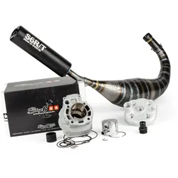 Motorpack Zylinder + Auspuff 77cc Stage6 BigRacing Minarelli AM6 schwarz
