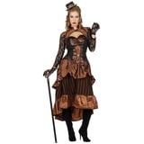 Metamorph Kostüm Steampunk Lady Victoria Kostüm, Höchst elegantes Steampunk Kleid im metallischen Kupferglanz 42