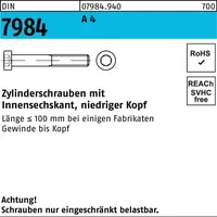 Industrial Quality Supplies Zylinderschraube DIN 7984 M6 x 40 A4 100 Stück