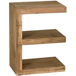 KADIMA DESIGN Beistelltisch MUMBAI Massivholz Akazie E Cube 60 cm hoch Wohnzimmer-Tisch Design braun Landhaus-Stil