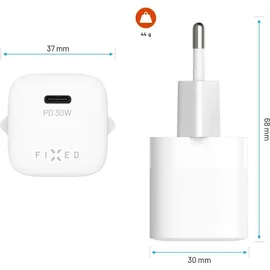FIXED Mini GaN mit USB-C-Ausgang und PD-Unterstützung 65W weiß