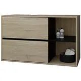 ML-Design Waschbeckenunterschrank hängend 2 Schubladen 100 x 60 x 45,5 cm Braun/Schwarz