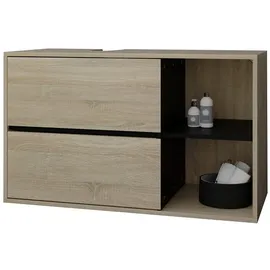 ML-Design Waschbeckenunterschrank hängend 2 Schubladen 100 x 60 x 45,5 cm Braun/Schwarz