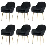 MCW Esszimmerstuhl MCW-F18, Stuhl Küchenstuhl, Retro Design ~ Samt schwarz, goldene Beine