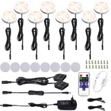 AIBOO LED Schrankleuchten 8er Komplettset, Unter Kabinett Beleuchtung mit Fernbedienung, Küchenlampen Vitrinenbeleuchtung Warmweiß 2700K, LED Unterbauleuchte Set Inklusiv alle Zubehör