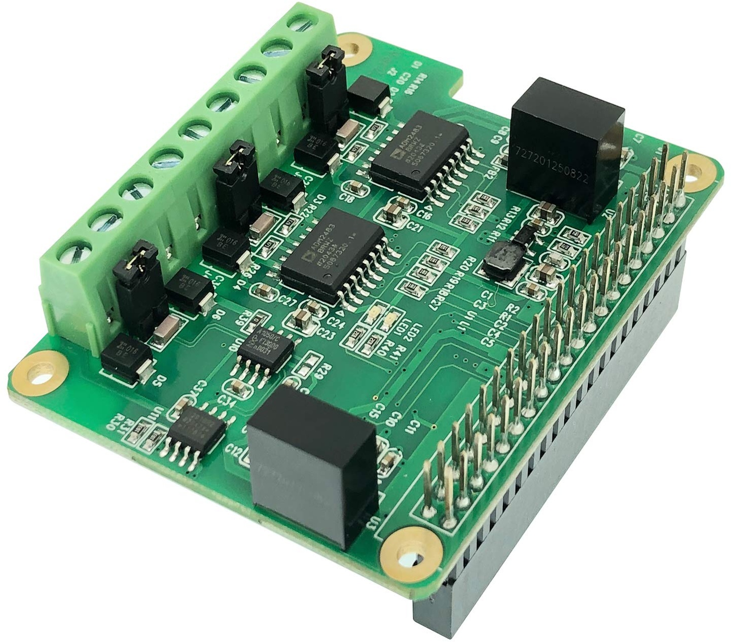 RS485 CAN HAT for Raspberry Pi Via SPI Onboard 1 x CAN Bus MCP2515 Transceiver 2 x RS485 Bus SC16IS1752, Signal and Power Isolated, ESD Protection Port, Stable Long-Distance Communication Module