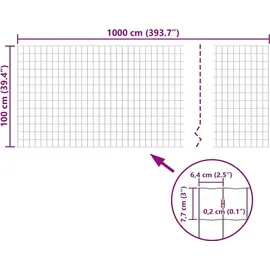 vidaXL Eurozaun Stahl 10 x 1 m Grau vidaXL