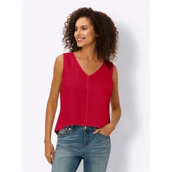 Blusentop HEINE, Damen, Gr. 40, rot, 100% Leinen, unifarben, V-Ausschnitt, ohne Ärmel, Blusen