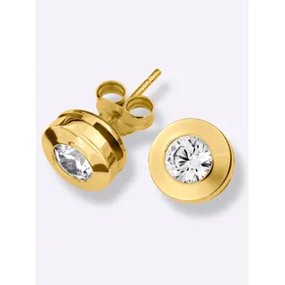 Lady Luigi Merano Ohrstecker runde Form mit Zirkonia, Gold 375 Onesize Weiss Damen