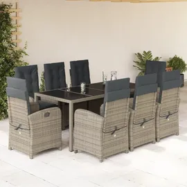 vidaXL Garten-Essgruppe 9-tlg. Grau