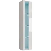 Mirjan24 Hängevitrine, Weiß, Weiß Hochglanz, Holzwerkstoff, Rechteckig, 40x180x30 cm, Wohnzimmer, Wohnwände, Vitrinenschränke