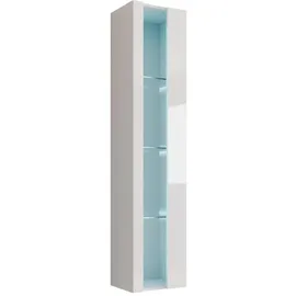 Mirjan24 Hängevitrine, Weiß, Weiß Hochglanz, Holzwerkstoff, Rechteckig, 40x180x30 cm, Wohnzimmer, Wohnwände, Vitrinenschränke