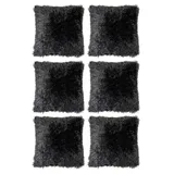 Home4You Kissen 6er Set, 50 x 50 cm - Schwarz - Polyester - Velours - 6er Set