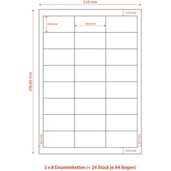 VEPATIM 2400x Etiketten Labels selbstklebend weiß 64.6 x 33.8mm auf DIN A4
