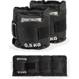 sportinator SPORTINATOR® Arm- und Bein-Gewichtsmanschetten Set| 2 x 0.5 kg | mit Klettverschluss * Vierkantring | gleichmäßige Gewichtsverteilung | STR-11 - Schwarz