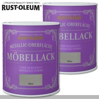 Rust-Oleum 2x750 ml Metallic Oberfläche Möbellack Silber Shabby Rustoleum Chalky