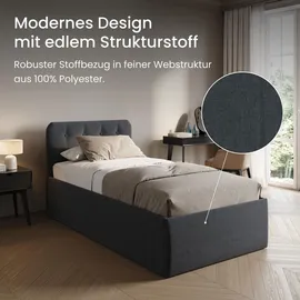 home collective Polsterbett 100 x 200 cm H2 Anthrazit