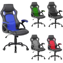 Mobili Rebecca Bürostuhl Racing Stuhl Schwarz Blau - Blau