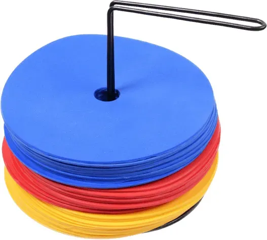 Cawila Floormarker 30er Set + Träger | Markierungsscheiben Gummi | Durchmesser 15cm