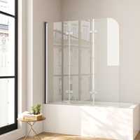 Duschwand für Badewanne 140 x 140 cm 3-teilig Faltbar Duschtrennwand Silber Faltwand Duschabtrennung 6mm Nano Glas Badewannenfaltwand